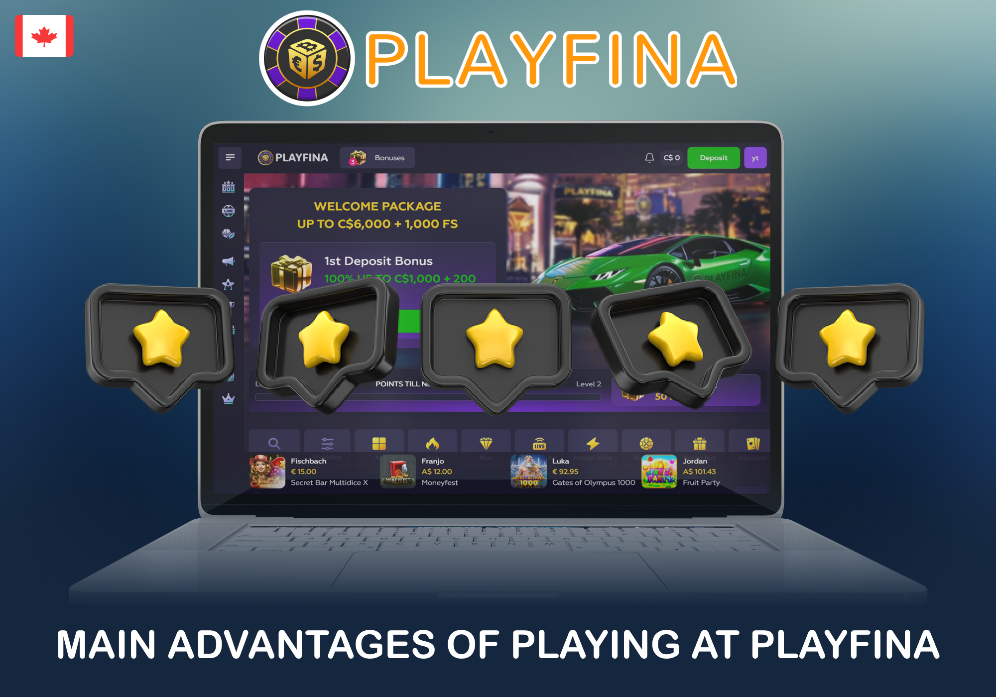 Designed for players, Playfina provides numerous perks