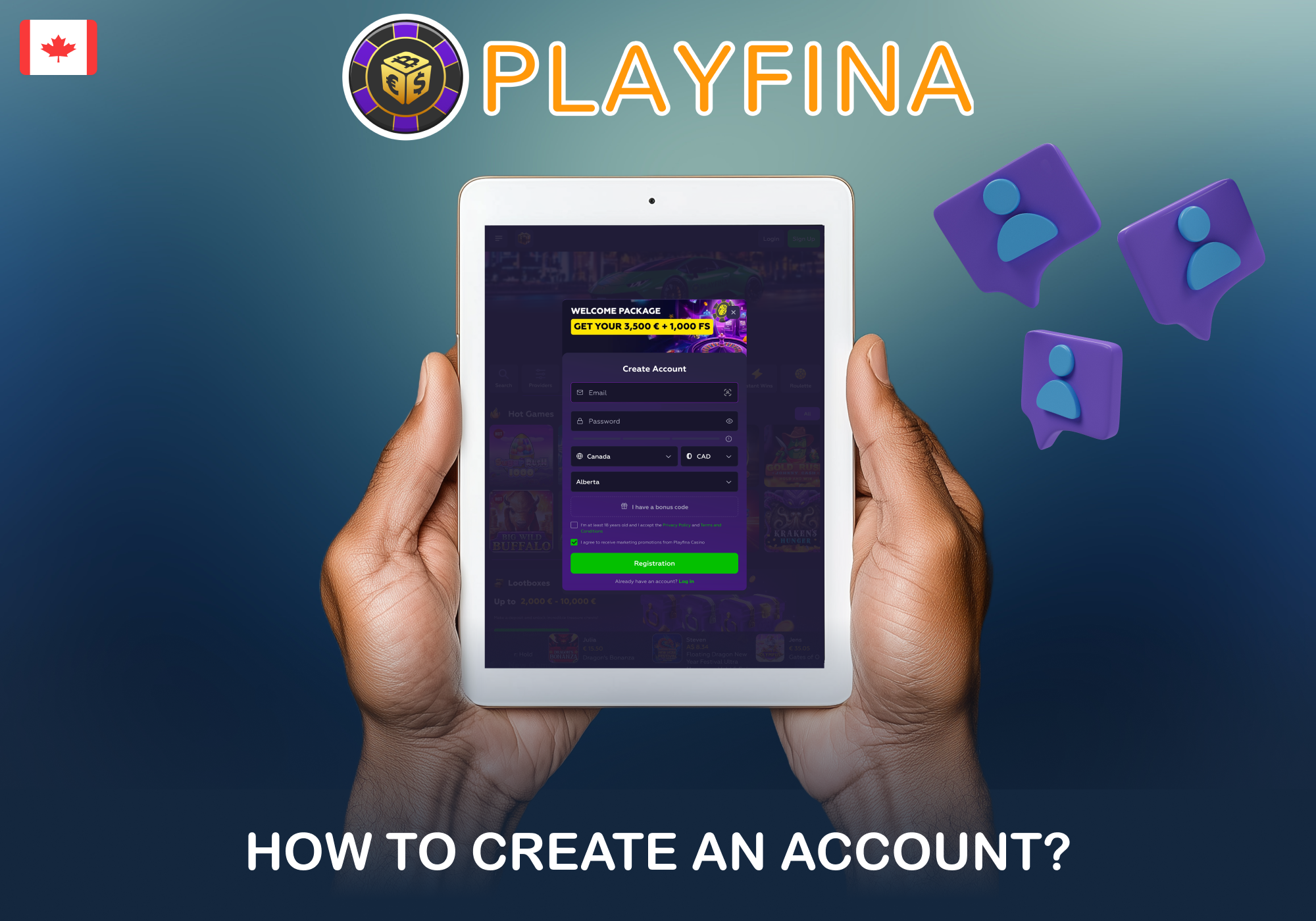 Playfina allows new users to sign up in minutes with just basic details